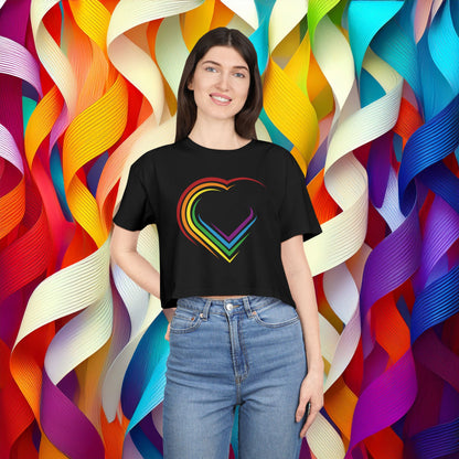 Rainbow Heart Women's Crop Tee