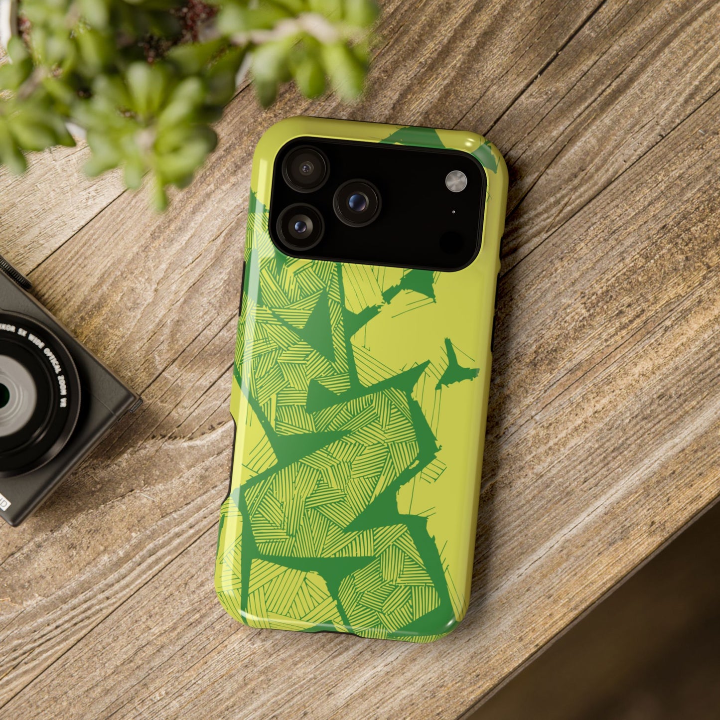 Electric Green and Gold Impact-Resistant Phone Case
