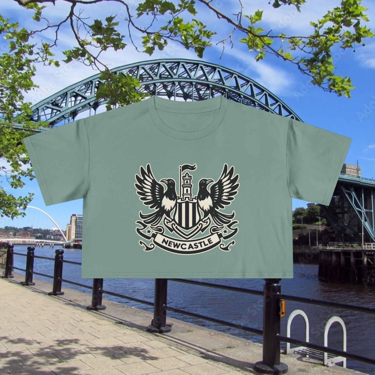Newcastle United B&W Crest Women's Crop Tee