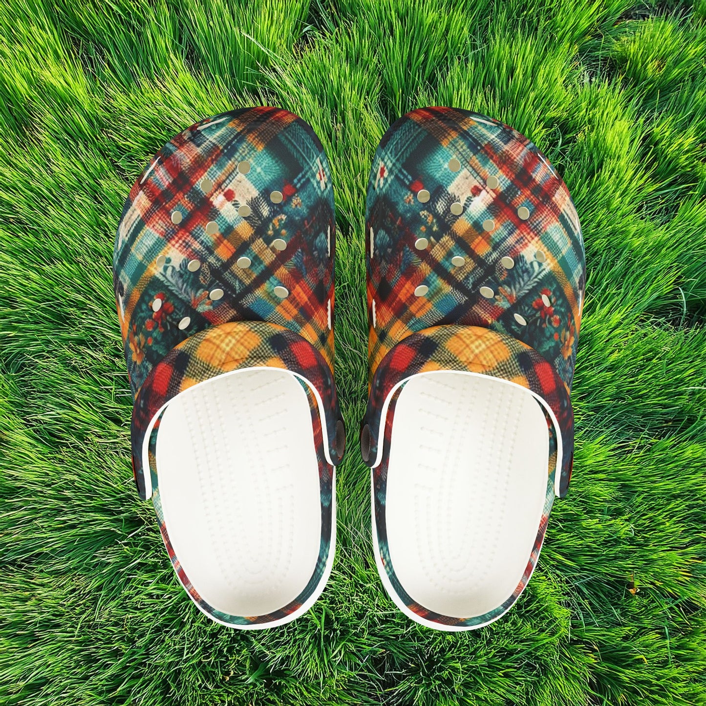 Floral Plaid Kid's Foam Clogs