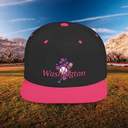 Washington Cherry Blossom Flat Bill Snapback