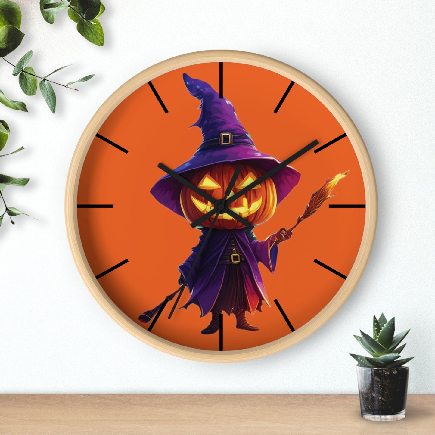 Pumpkin Wizard Wall Clock