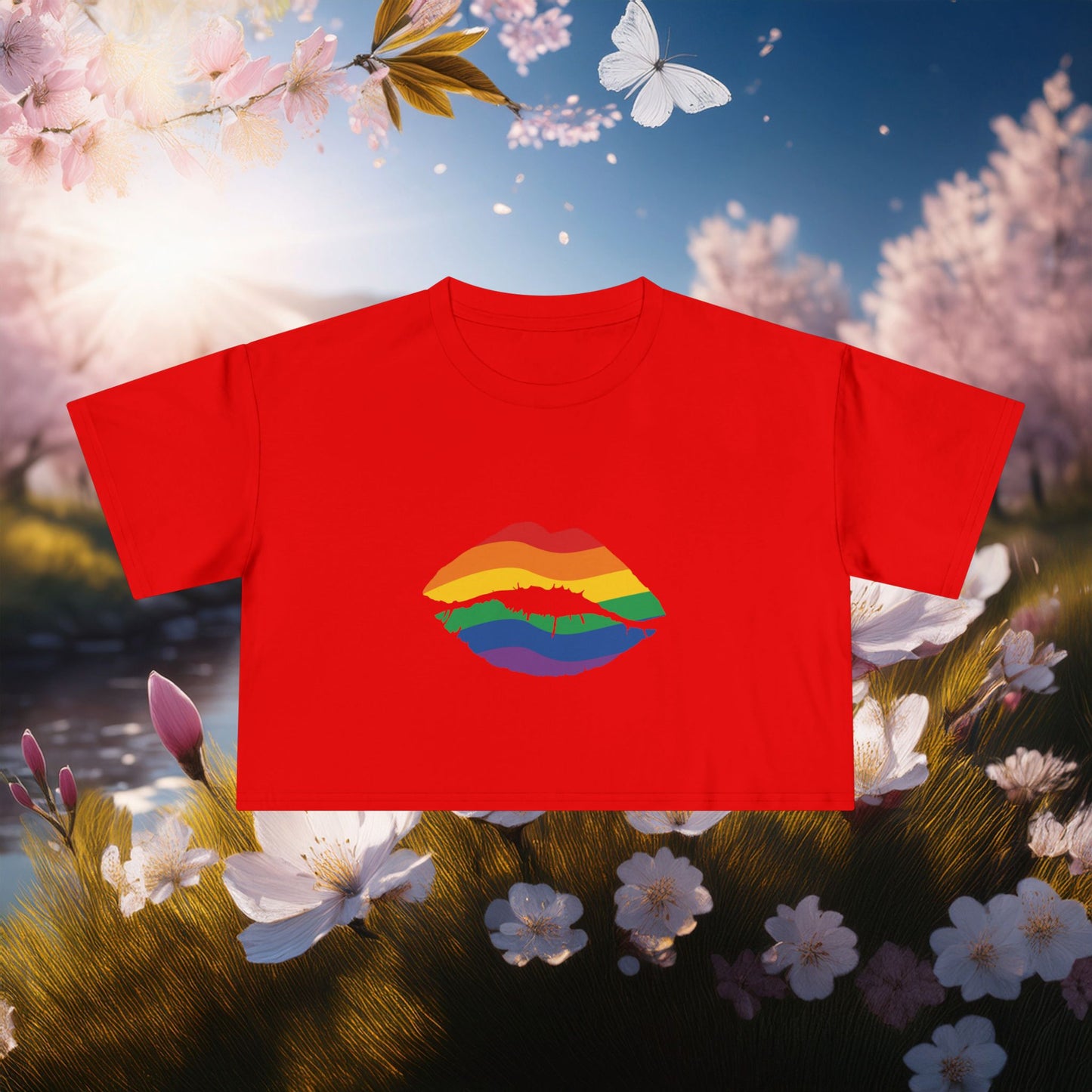Rainbow Kiss Women's Crop Tee
