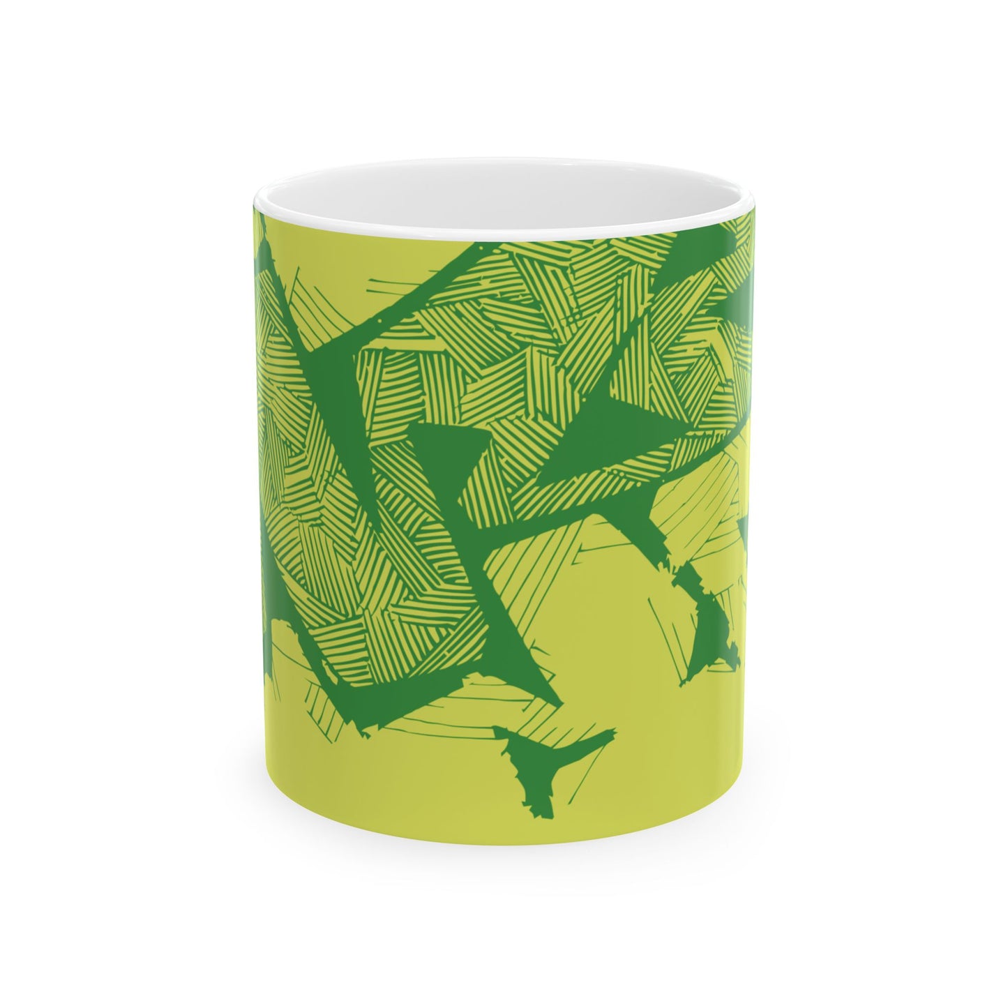Electric Green and Gold Retro Newcastle Ceramic Mug, (11oz, 15oz)