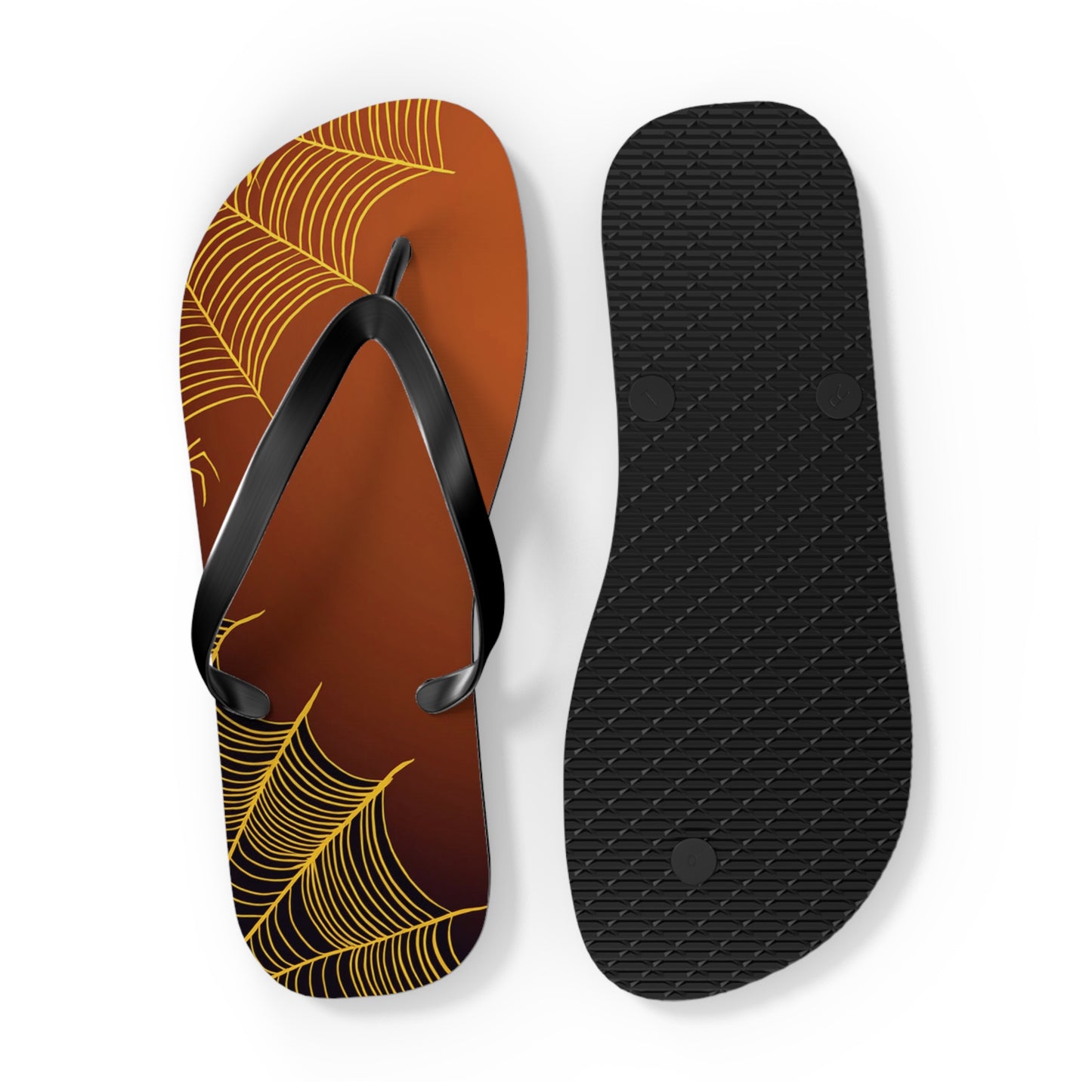 Orange Spider Web Flip Flops