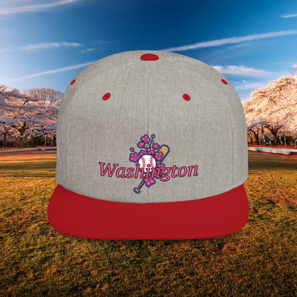 Washington Cherry Blossom Flat Bill Snapback