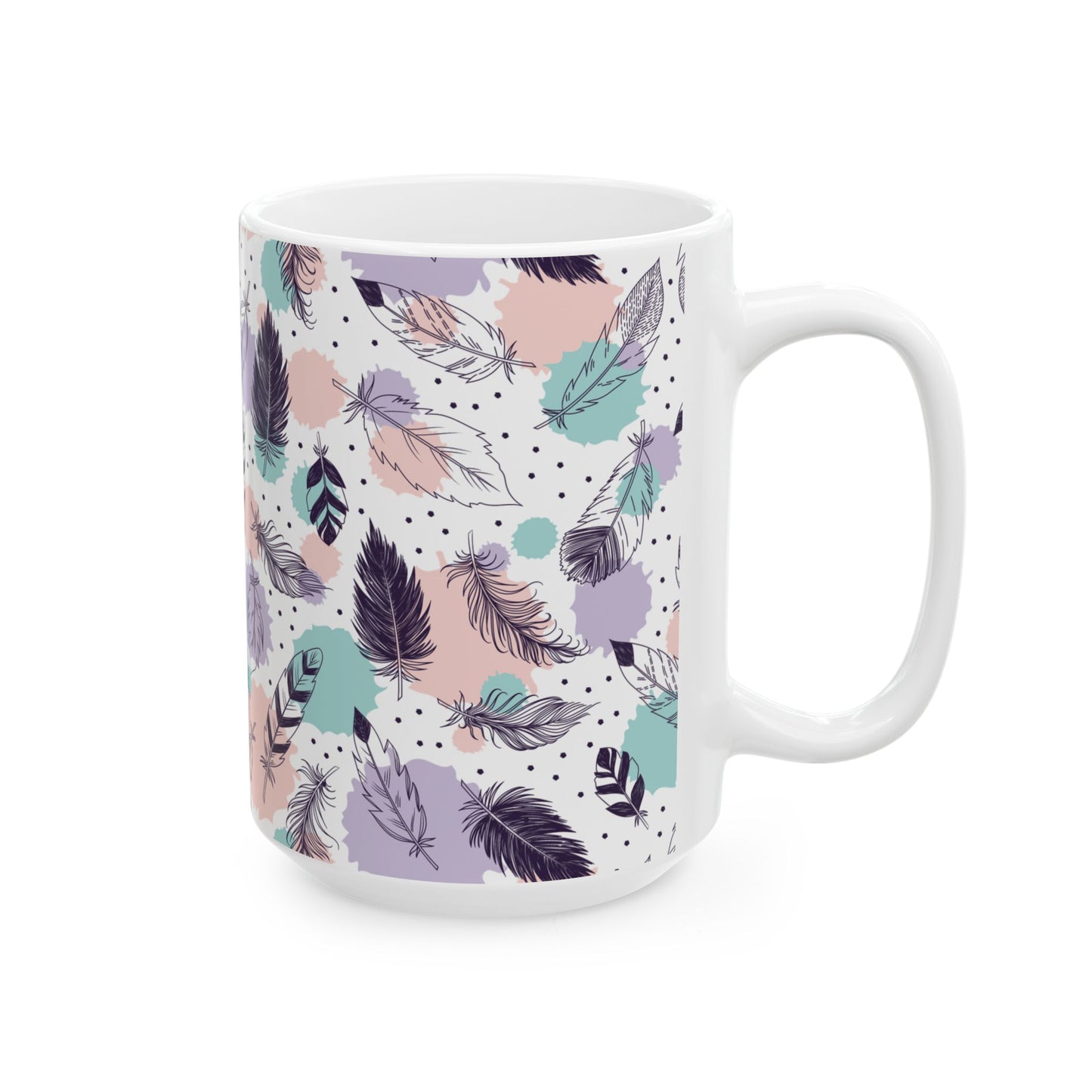 Feather Watercolor Ceramic Mug (11oz/15/oz)