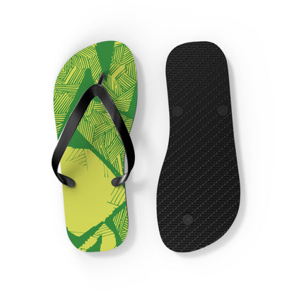 Electric Green and Gold Newcastle Flip Flops