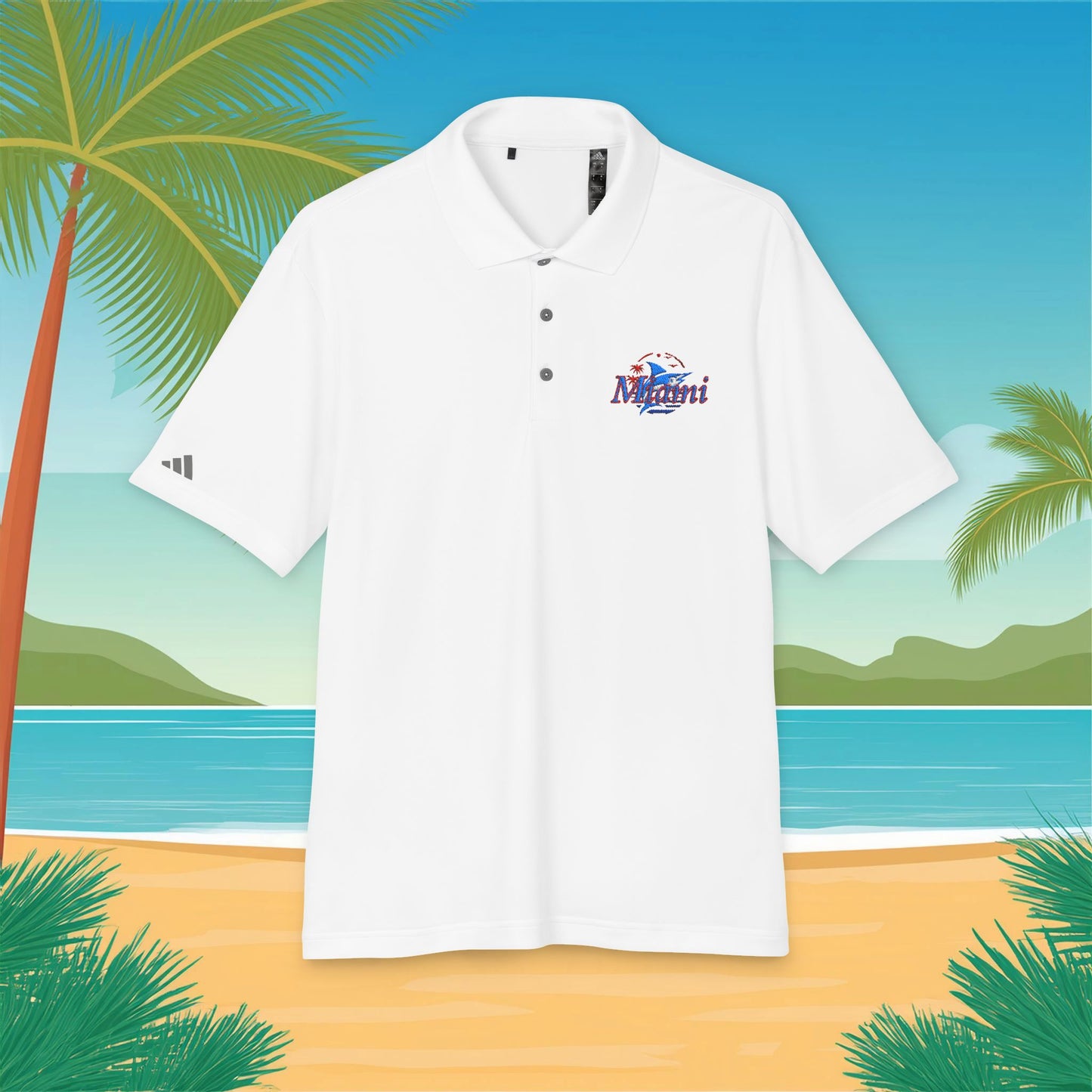 Miami Leaping Marlin adidas Performance Polo