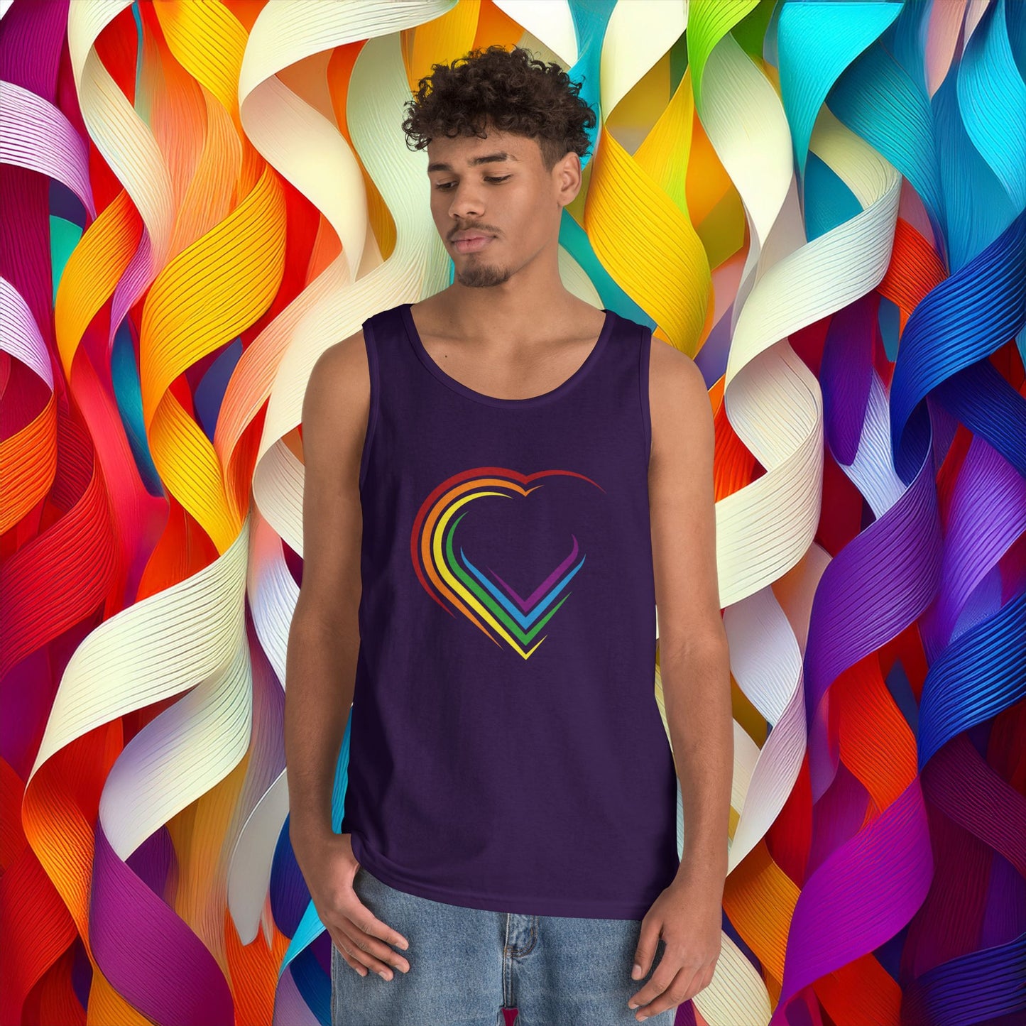 Rainbow Heart Unisex Tank Top