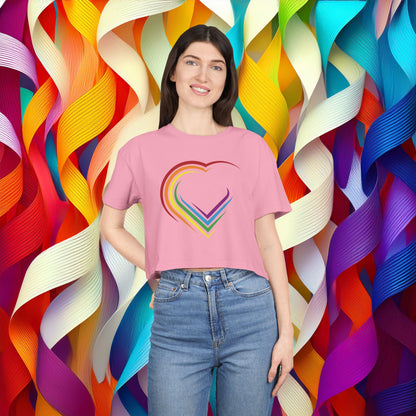 Rainbow Heart Women's Crop Tee