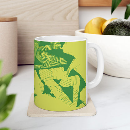 Electric Green and Gold Retro Newcastle Ceramic Mug, (11oz, 15oz)