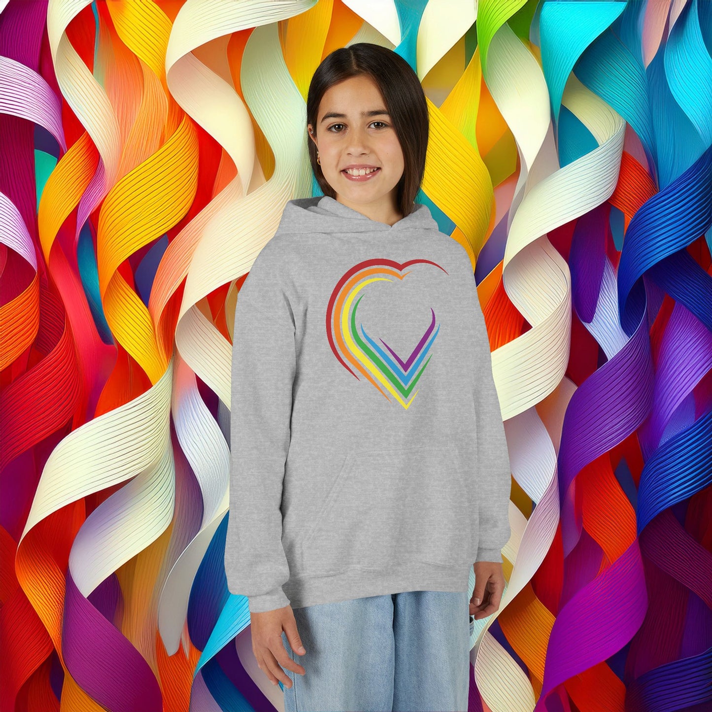 Rainbow Heart Youth Hoodie