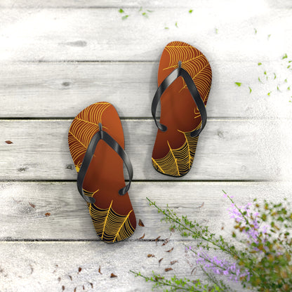 Orange Spider Web Flip Flops
