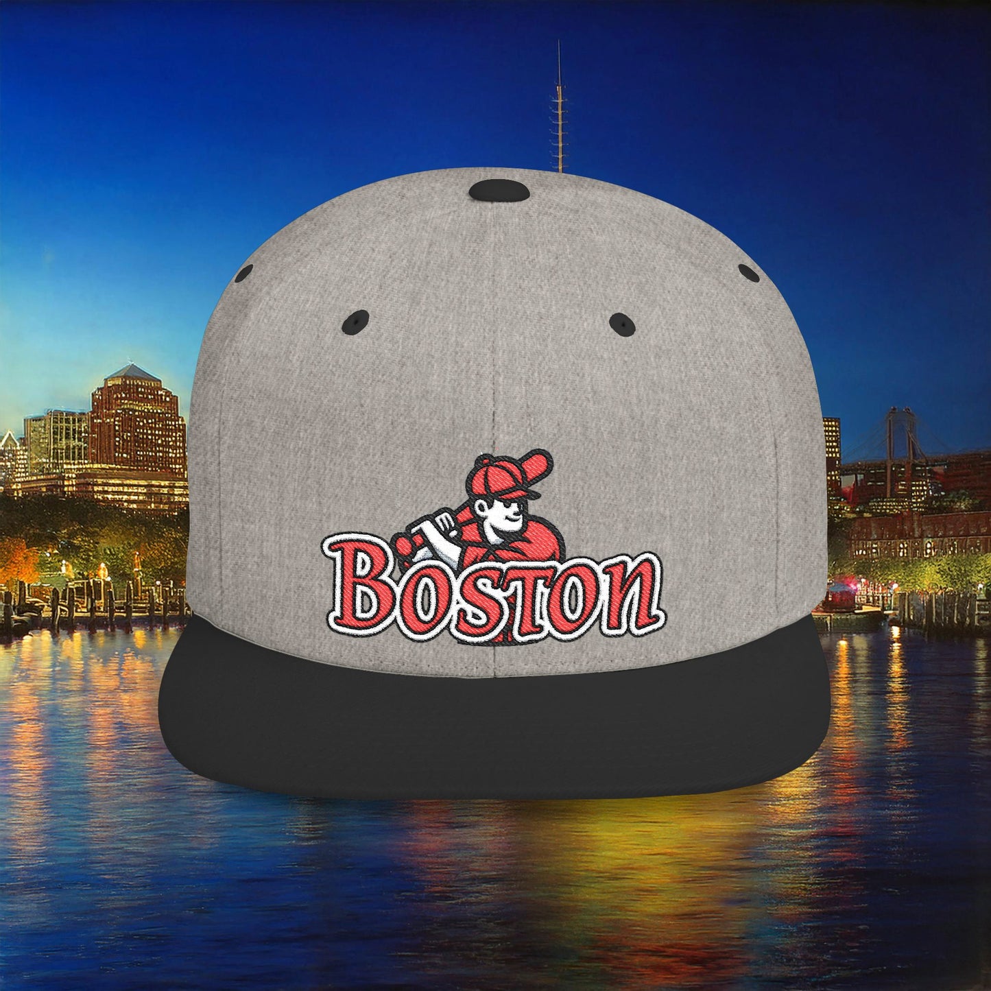 Boston Baseball Player Flat Bill Snapback