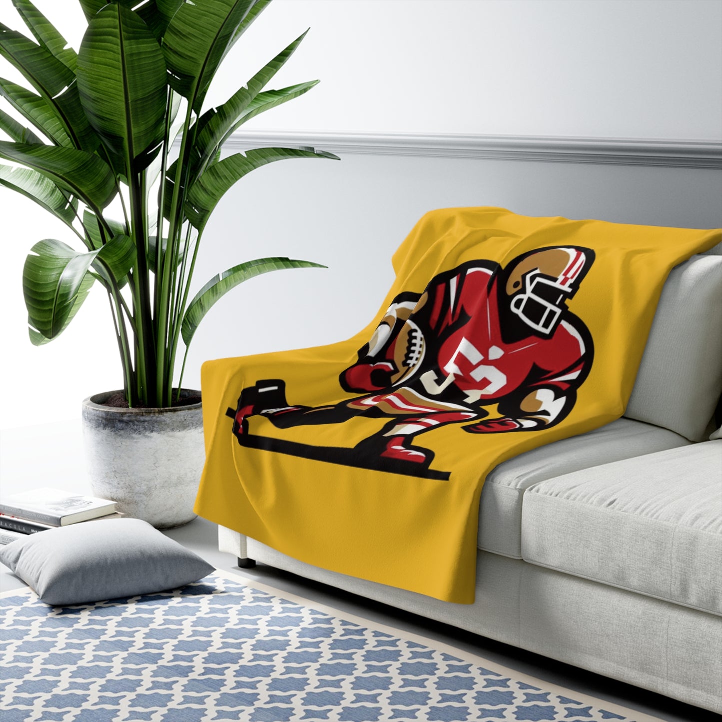 San Francisco Football Player Sherpa Fleece Blanket