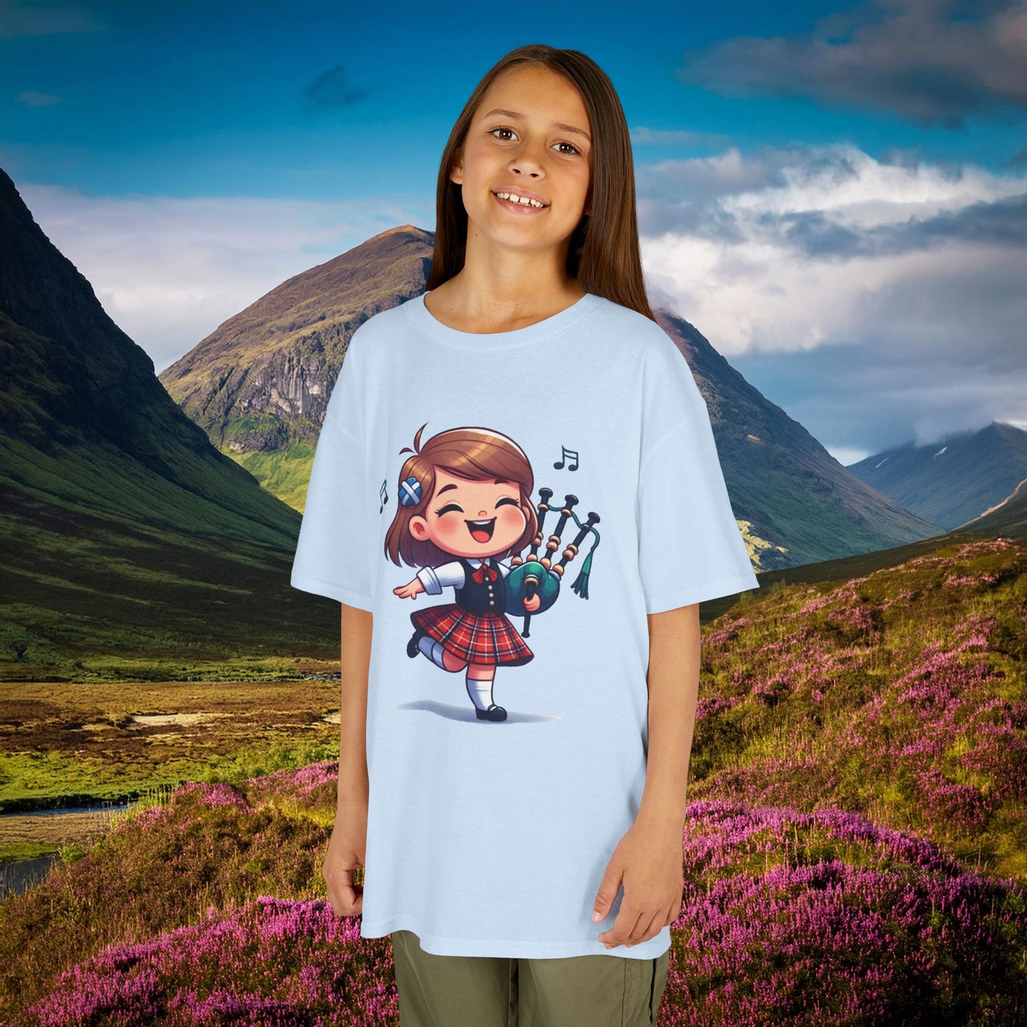 Scotland Piper Lassie Kids Tee