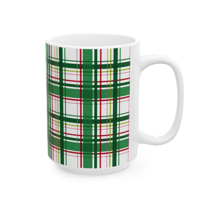 Green & Red Plaid Ceramic Mug (11oz/15oz)