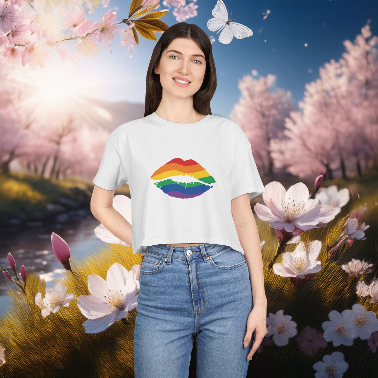 Rainbow Kiss Women's Crop Tee