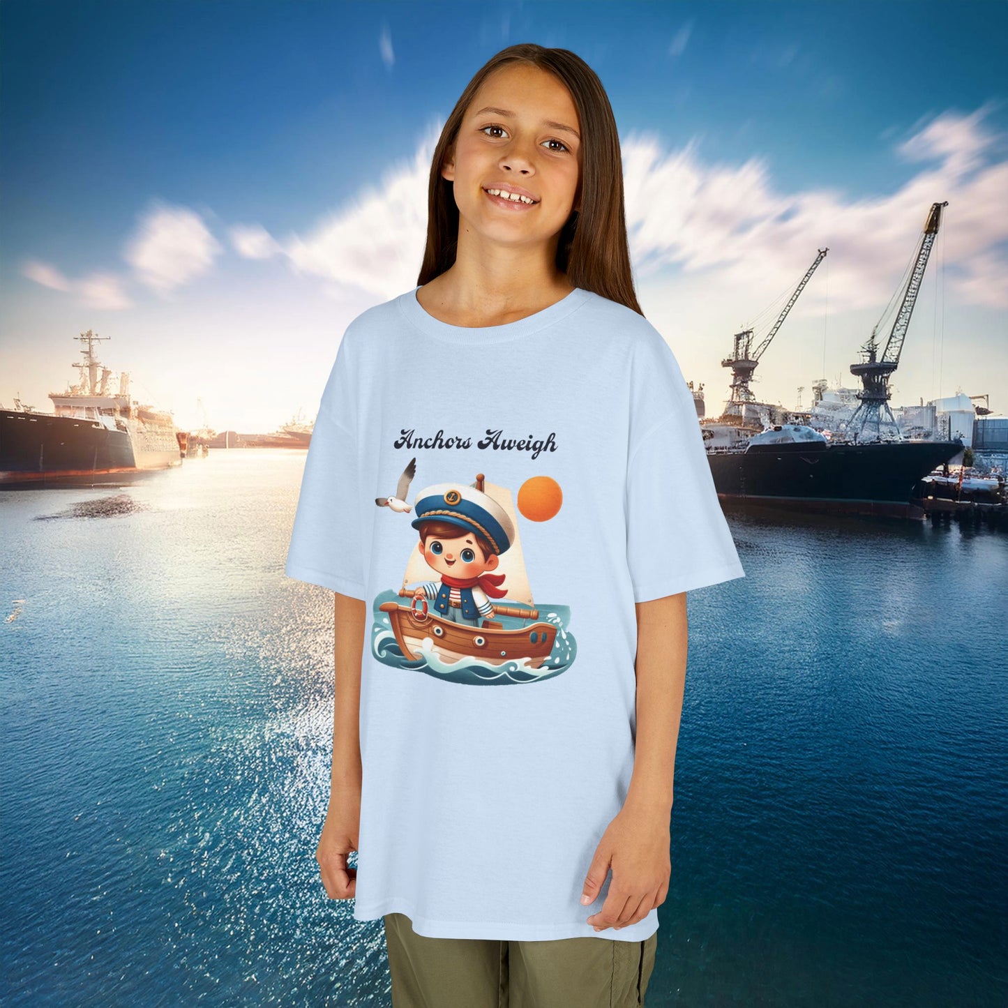 Navy Anchors Aweigh Kids Tee