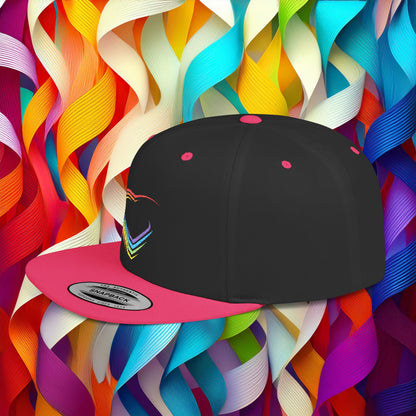 Rainbow Heart Flat Bill Snapback