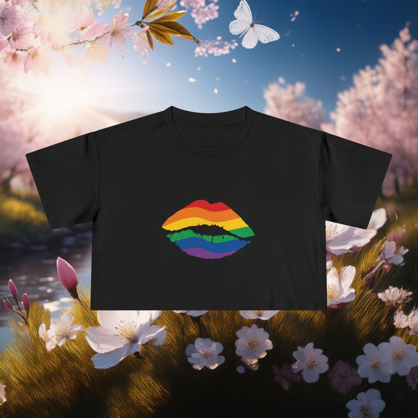 Rainbow Kiss Women's Crop Tee