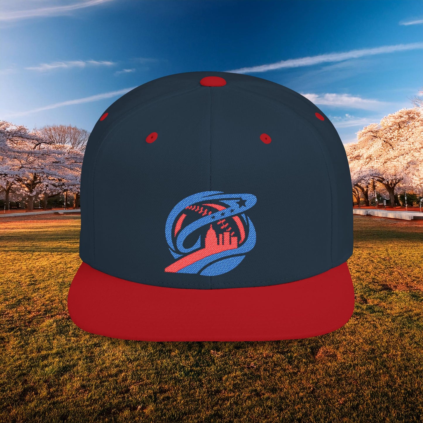 Abstract Washington Baseball Logo Flat Bill Snapback