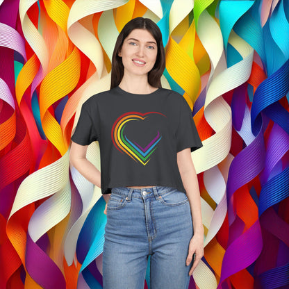 Rainbow Heart Women's Crop Tee