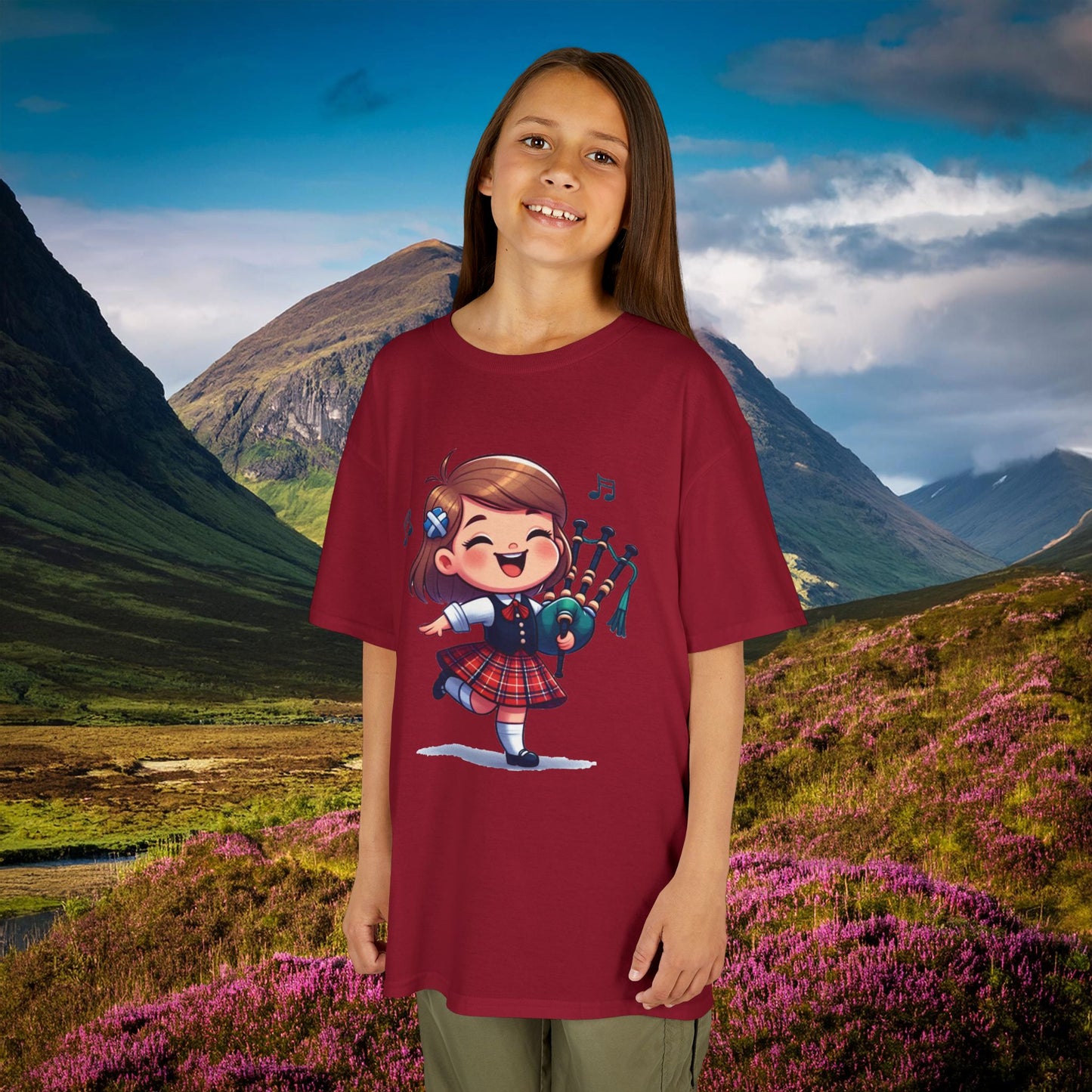 Scotland Piper Lassie Kids Tee
