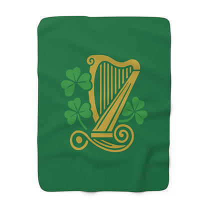 Harp and Shamrock Sherpa Fleece Blanket