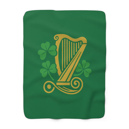 Harp and Shamrock Sherpa Fleece Blanket