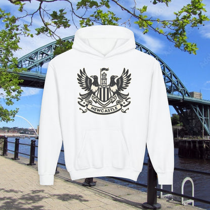 Newcastle United B&W Crest Youth Hoodie