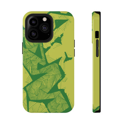 Electric Green and Gold Impact-Resistant Phone Case