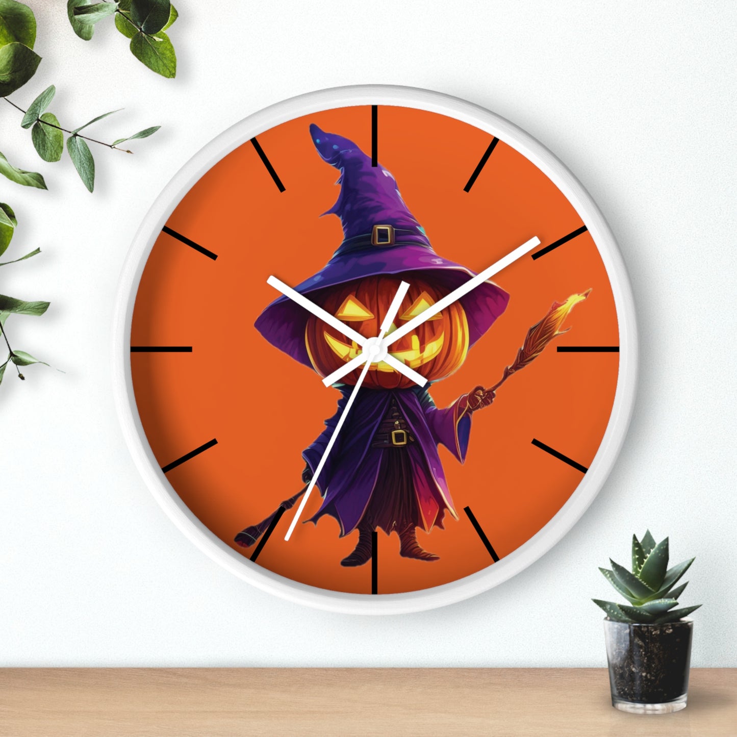 Pumpkin Wizard Wall Clock