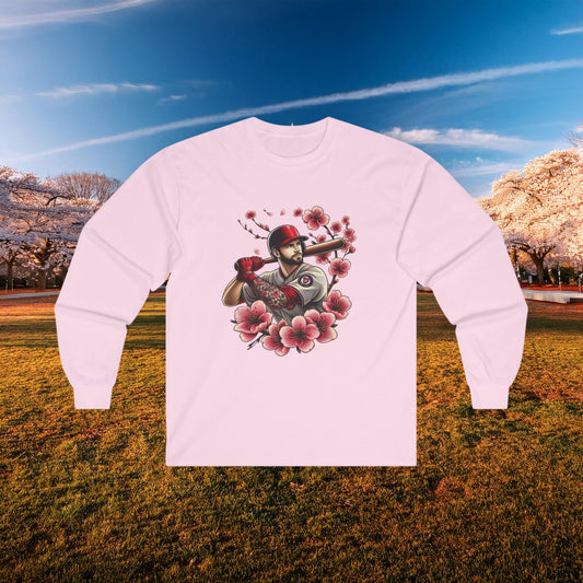 Washington Baseball Cherry Blossom Player Long Sleeve Tee