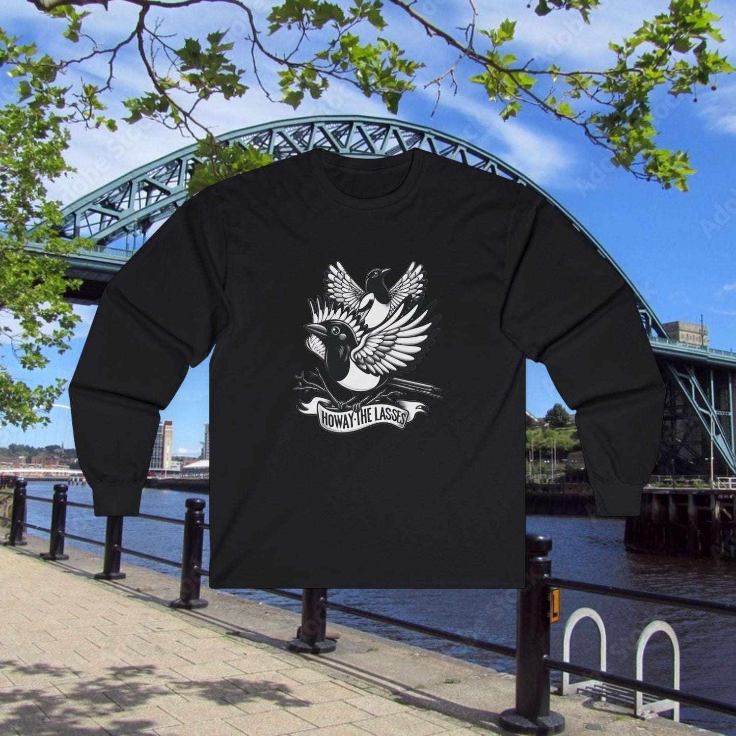 Newcastle United Howay The Lasses B&W (Twin Mags) Long Sleeve Tee