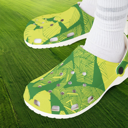 Electric Green and Gold Newcastle Foam Clogs