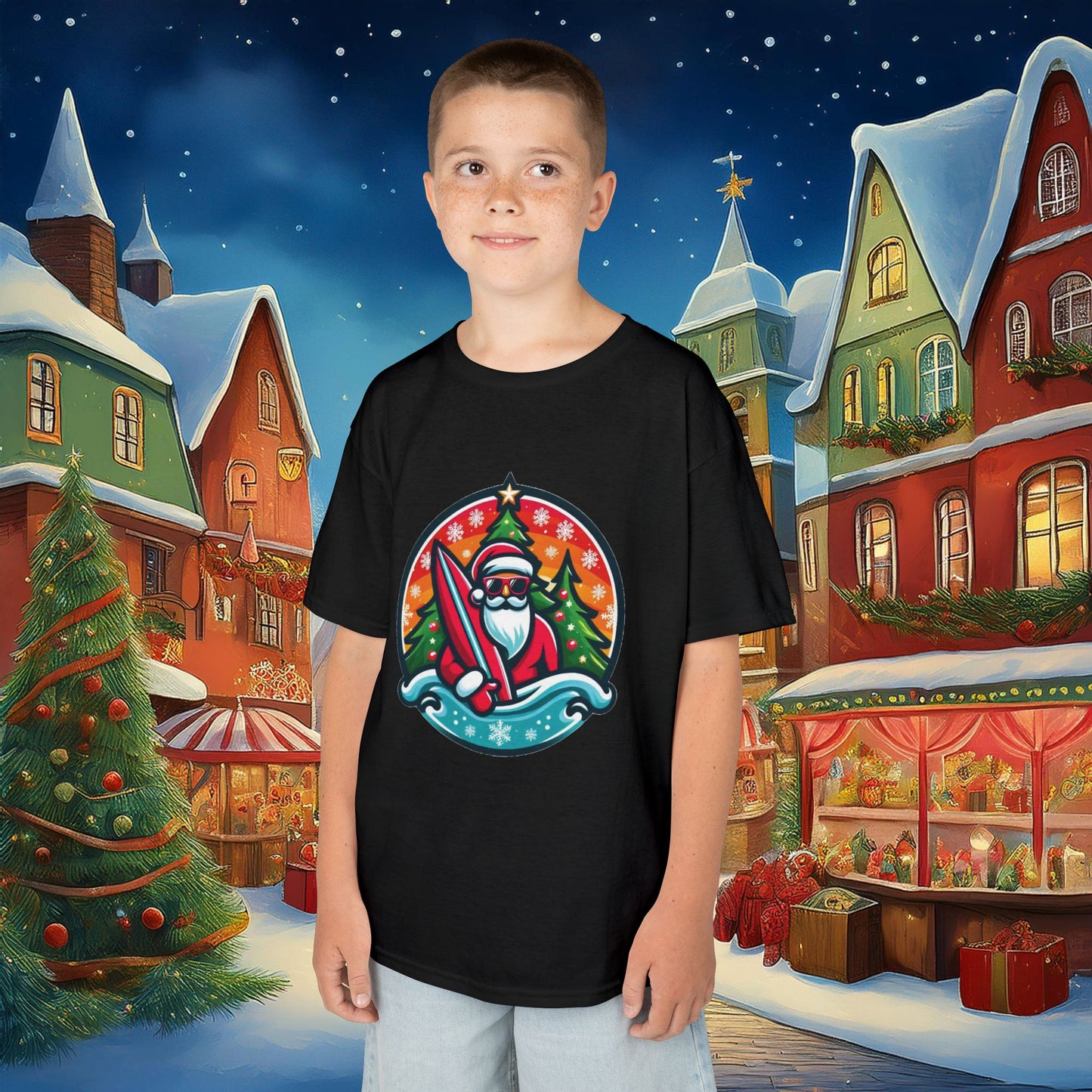 Catching Waves Santa Kids Tee