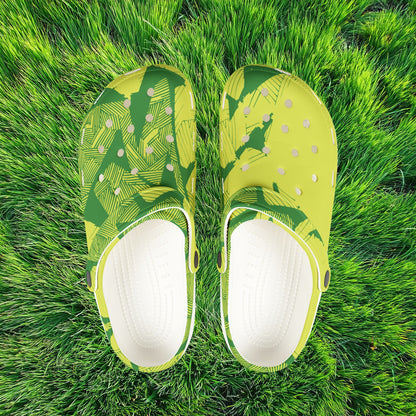 Electric Green and Gold Newcastle Foam Clogs