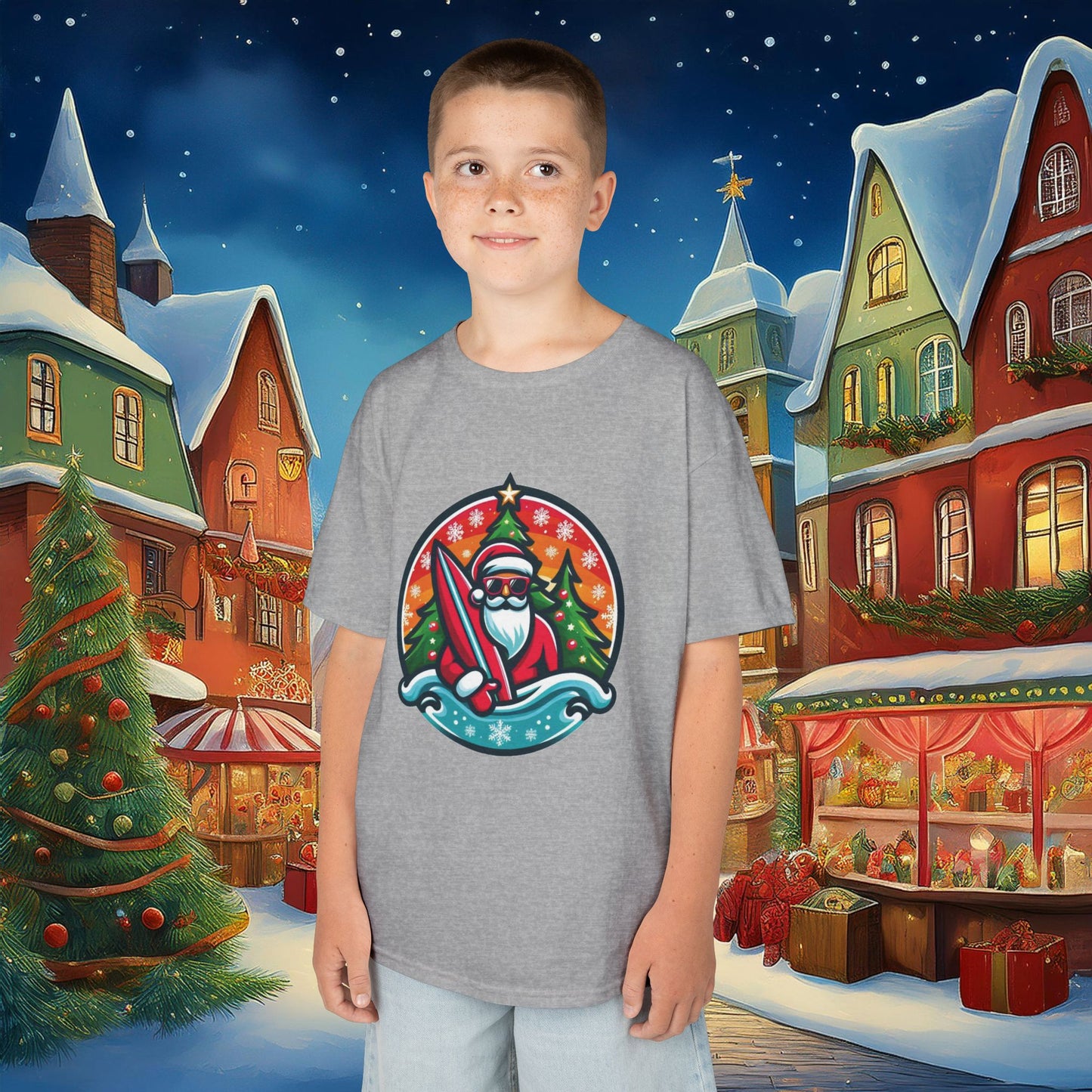 Catching Waves Santa Kids Tee