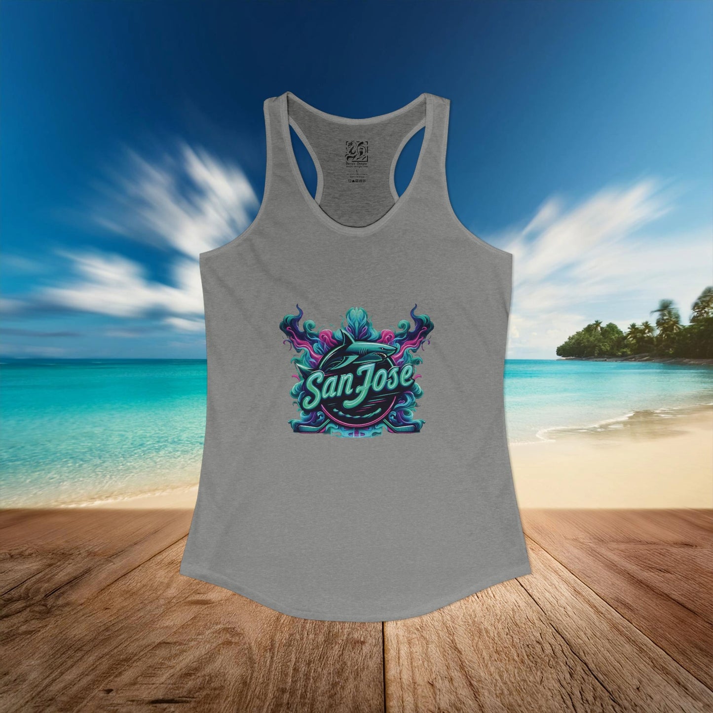 San Jose Hockey Neon Women's Ideal Racerback Tank