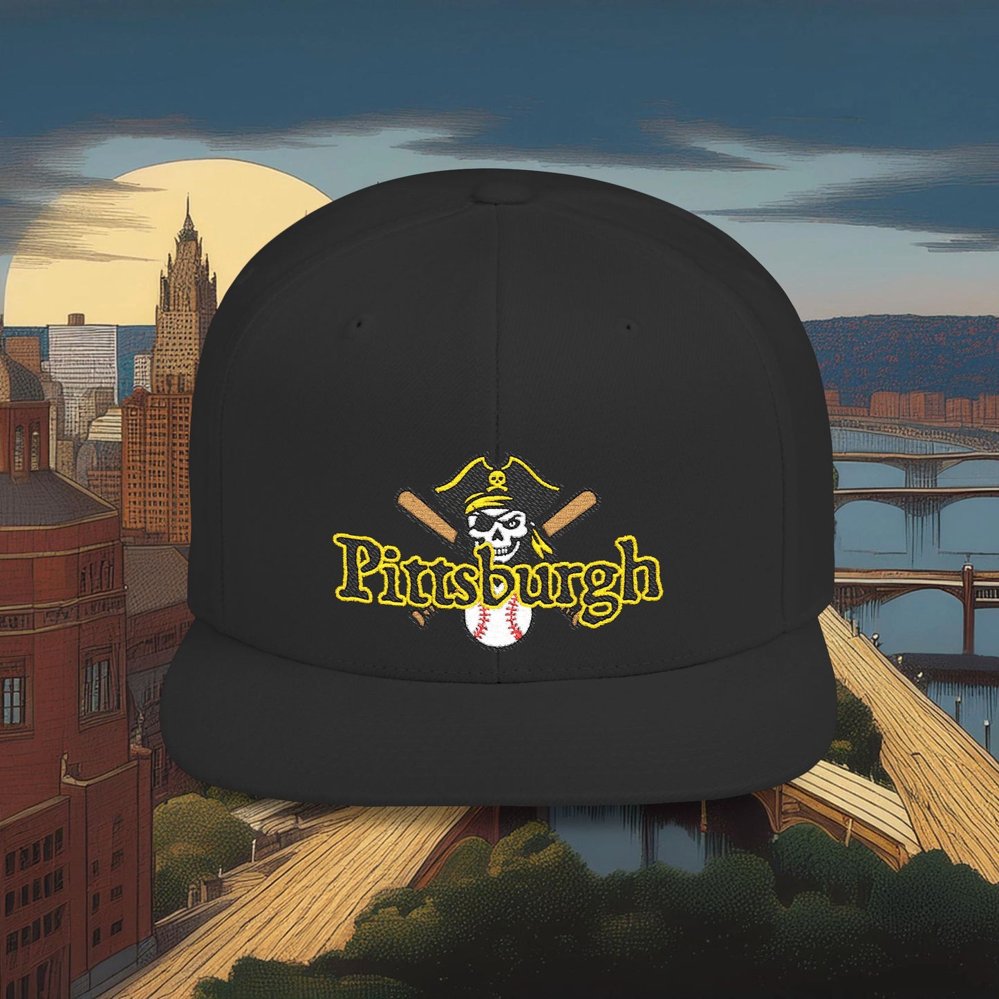 Pittsburgh Baseball Logo Flat Bill Snapback