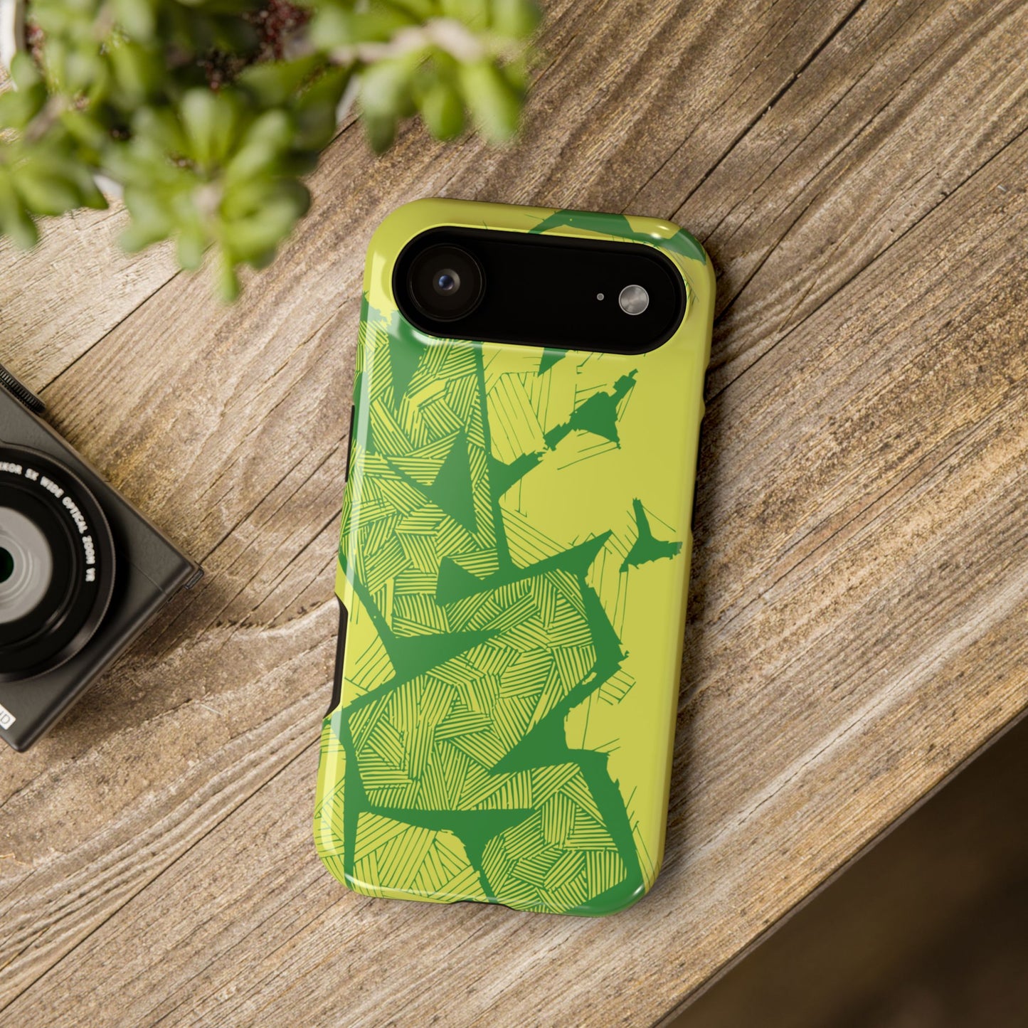 Electric Green and Gold Impact-Resistant Phone Case