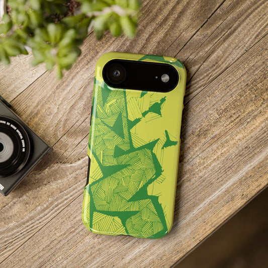 Electric Green and Gold Impact-Resistant Phone Case