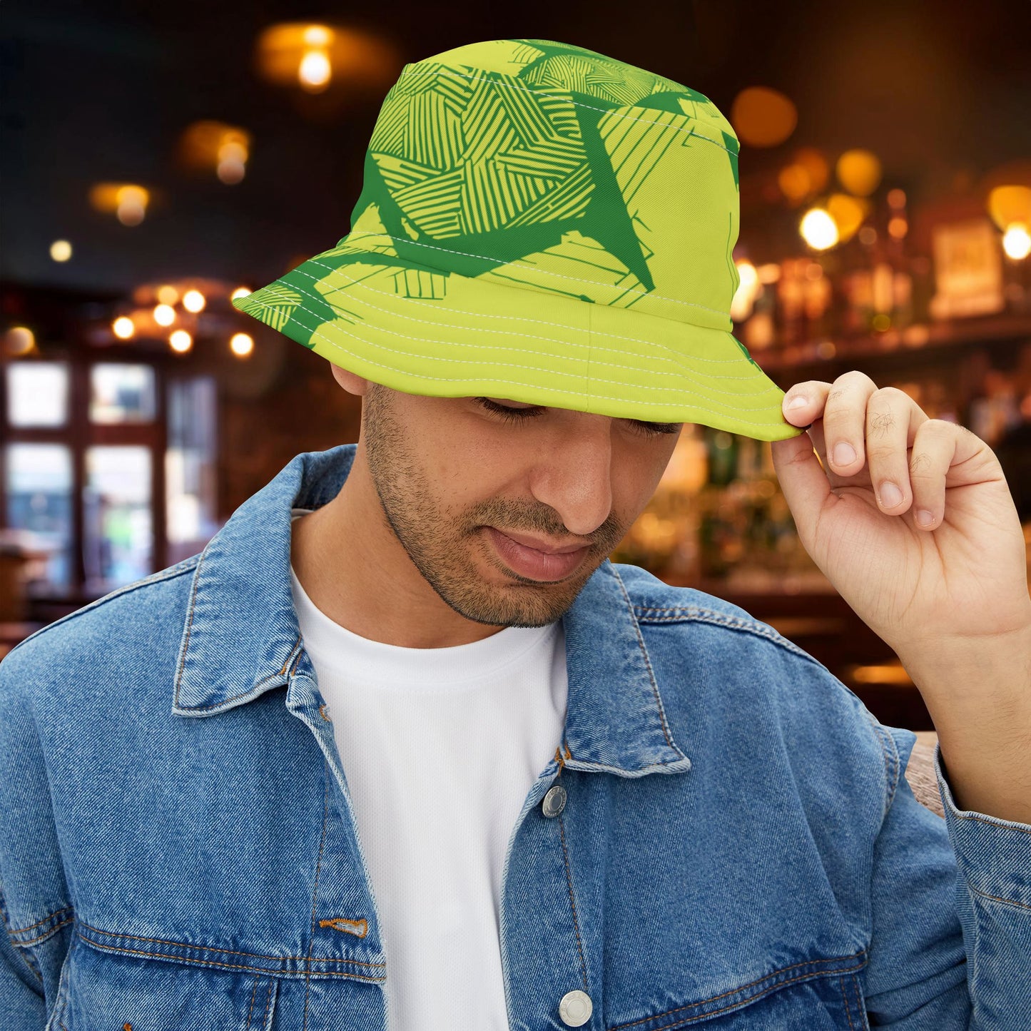 Electric Green and Gold Newcastle Bucket Hat