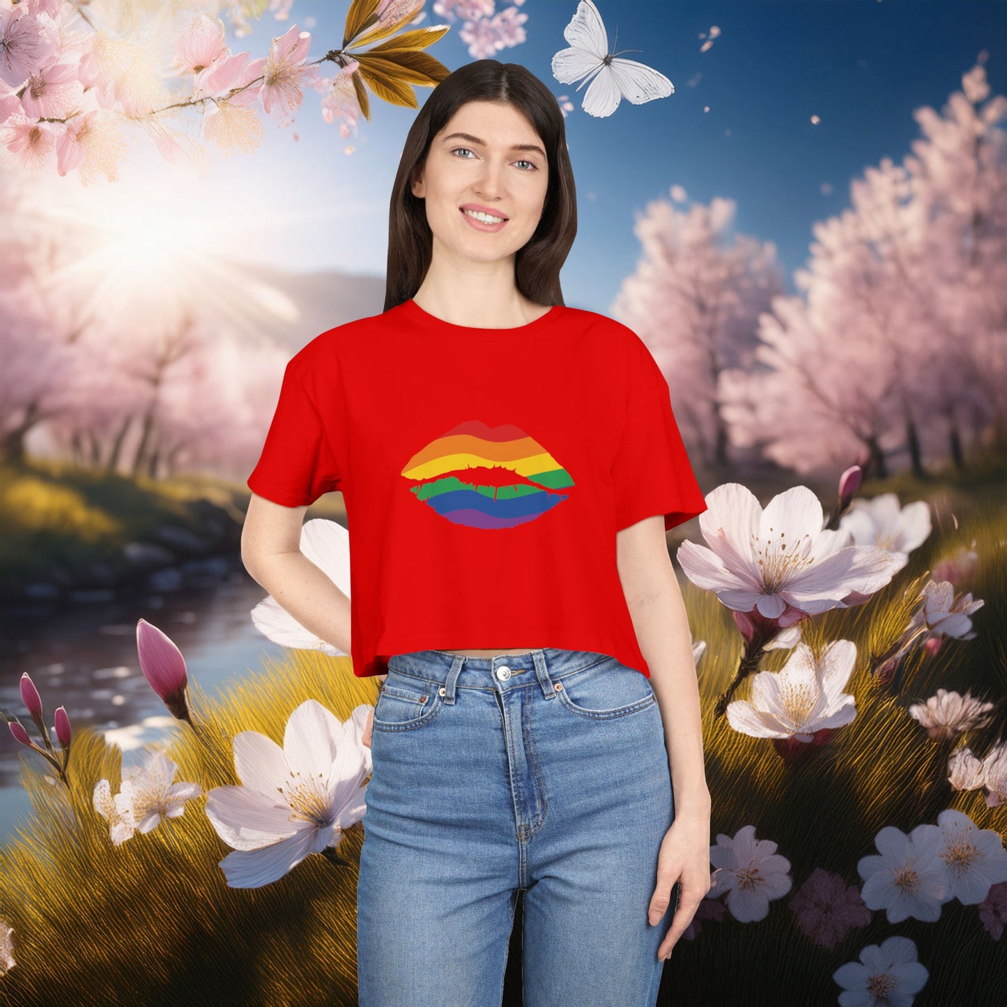 Rainbow Kiss Women's Crop Tee