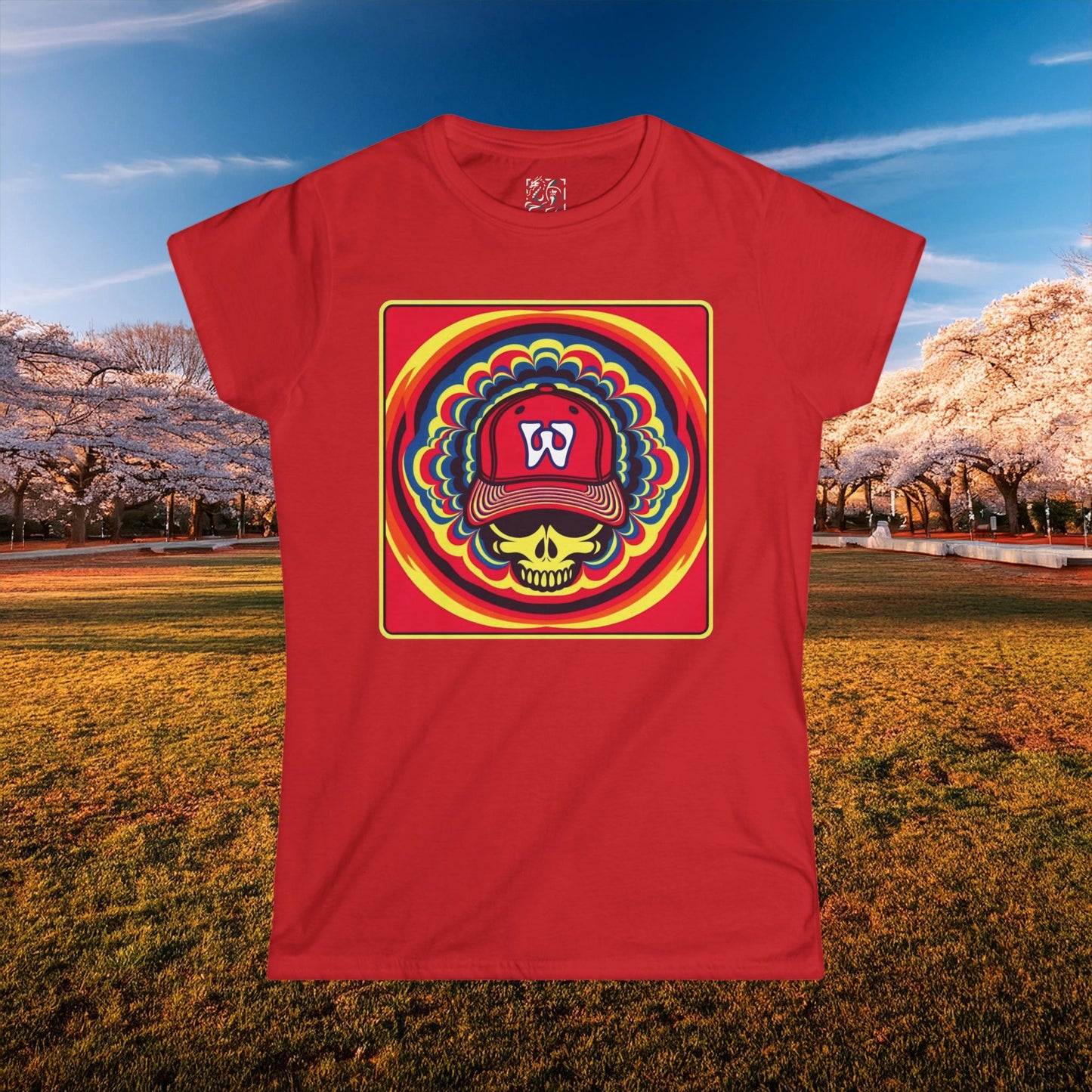 Psychedelic Funky W Skull Women's Softstyle Tee