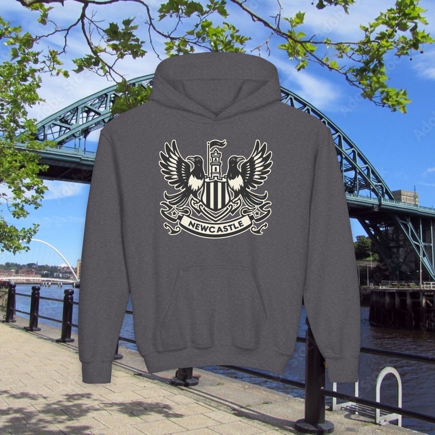 Newcastle United B&W Crest Youth Hoodie