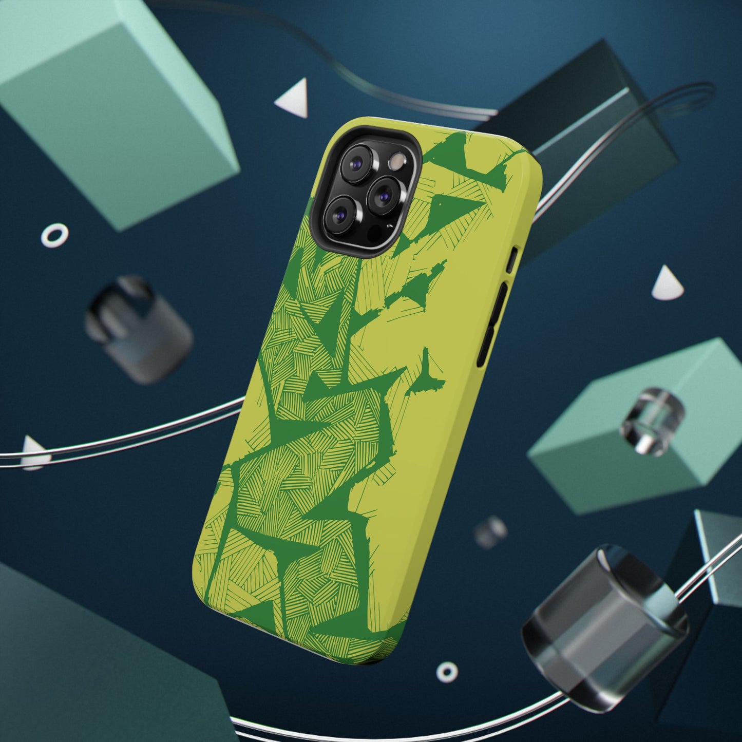 Electric Green and Gold Impact-Resistant Phone Case