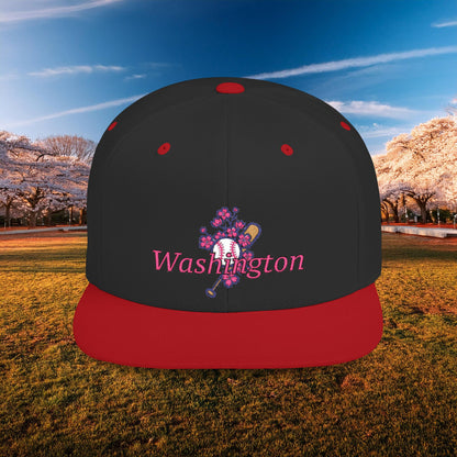 Washington Cherry Blossom Flat Bill Snapback